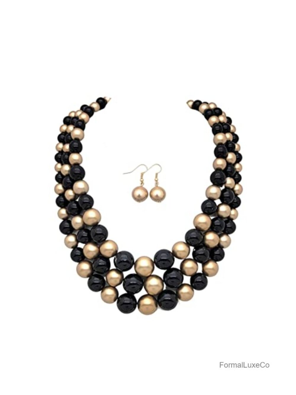 Faux Pearl Multi-Strand Statement Necklace & Earrings Set